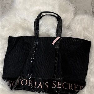 Victoria's Secret Black Tote with Pink Lettering